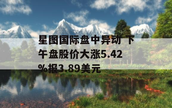 星图国际盘中异动 下午盘股价大涨5.42%报3.89美元